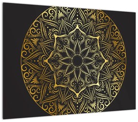 Obraz na szkle złotej abstrakcji (70x50 cm)