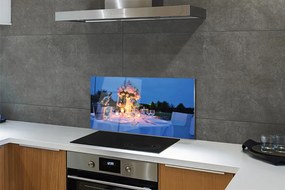 Panel nad Blat Kuchenny Romantyczna Kolacja: Wino i Kwiaty