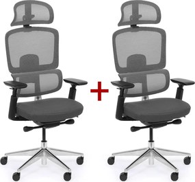 Krzesło biurowe WILMOT MF 1+1 GRATIS, czarna rama, szara