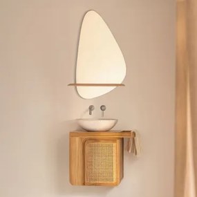 Zestaw Wiszących Mebli Łazienkowych Z Drewna Tekowego Georgy Drewno Tekowe & Cement - Sklum