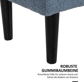 HOMCOM Ławka tapicerowana z miejscem do przechowywania, Wygląd kaszmiru, do 120 kg, Stelaż drewniany, 95 x 38 x 45 cm, Niebieski