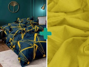 PrzytulneMieszkanie.pl PrzytulneMieszkanie.pl PrzytulneMieszkanie.pl Komplet pościeli z mikrofibry TUDONS w kolorze niebieskim + prześcieradło Jersey 90x200cm