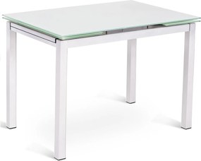 Baud - Stół rozkładany (110/170 x 75 cm) z białego szkła hartowanego