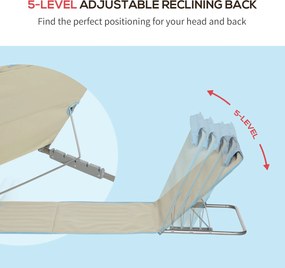 Outsunny Zestaw 2 Mat Plażowych, Regulowane, Składane, 124Dł x 53Szer x 37-50Wys cm, Beżowy
