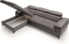 Masseno Narożnik FIORE z funkcją spania i pojemnikiem na pościel Narozniki L, Rozkładana sofa - Szary, MONOLITH 92