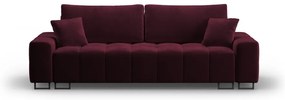 Bordowa aksamitna rozkładana sofa ze schowkiem 250 cm Wicklow – Cosmopolitan Design