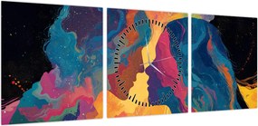 Obraz - Kosmiczna miłość (z zegarem) (90x30 cm)