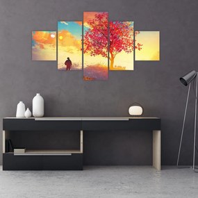 Obraz drzewa na wzgórzu (125x70 cm)