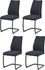Krzesła do jadalni komplet 4 szt. - tkanina - czarne - MINIA
