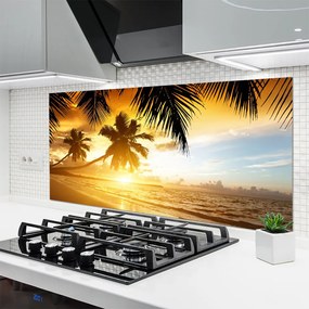 Szkło do Kuchni na Ścianę Tropikalny Raj pod Palmami