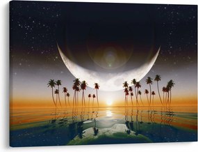 Obraz - Księżyc nad palmami (70x50 cm)