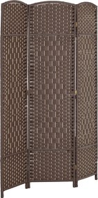 HOMCOM Przegroda, 3-częściowa składana przegroda, wzór plecionki, drewno sosnowe, Brązowa