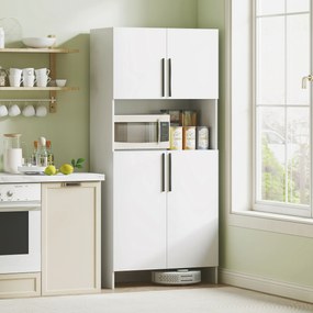 HOMCOM Szafka Kuchenna z Półką na Mikrofalówkę, do Salonu, Jadalni, Biała, z Płyty Wiórowej | Aosom PL