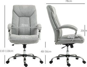 Vinsetto Ergonomiczne Krzesło Biurowe z Wysokim Oparciem, Oddychająca Tkanina, Regulowana Wysokość, Szare