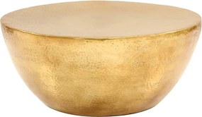 Stolik kawowy z aluminium młotkowanego 70x30 cm Mosiądz Design Młotkowany i Wytrzymały