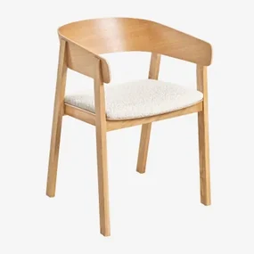 Zestaw 4 Krzeseł Jadalnianych Z Drewna Olsen Naturalna & Bouclé White - Sklum