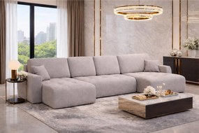 Narożnik w kształcie U z funkcją spania i pojemnikiem Ivo U, tkanina welurowa Salvador, Szary