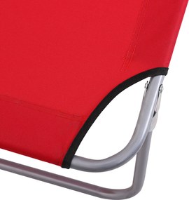 Outsunny Leżak ogrodowy składany z daszkiem przeciwsłonecznym na plażę czerwony | Aosom PL