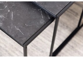 Stoliki z blatem w dekorze marmuru w kolorze matowej czerni zestaw 3 szt. 60x120 cm Infinity – Actona