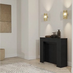 CLARA - Smukły antracytowy rozkładany stół konsolowy od 25 cm do 2 metrów - zintegrowane przedłużenia - do 8 osób - darmowa dostawa