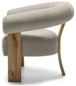 Beżowy designerski fotel KOKEI, dąb