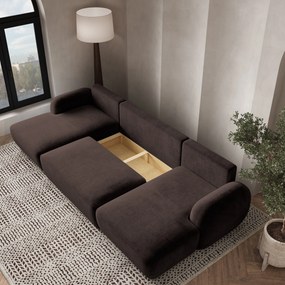 Masseno Narożnik SAVONA z funkcją spania i pojemnikiem na pościel Narozniki U, Rozkładana sofa - Brązowy, KRONOS 06