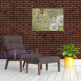 Obraz na szkle - Dmuchawce unoszone wiatrem (70x50 cm)