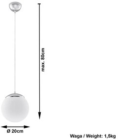 Szklana lampa wisząca kula E822 Losera 3X