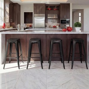 Metalowy stołek barowy MCW-A73 (zestaw 4 sztuk),  czarny