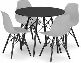 Valora KOVA 80 Zestaw stołowy Nowoczesny czarny okrągły do jadalni x4