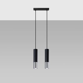 Lampy wiszące nowoczesny Zarpex, stal - 2 źródło światła 4000K - L.30 x H.90 cm - czarny/chrom