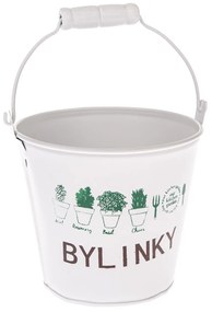 Metalowa osłonka na doniczkę Herbs biały,  12 x 10 cm