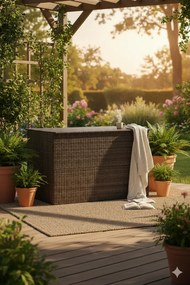 Brązowa rattanowa skrzynia ogrodowa P5-H58