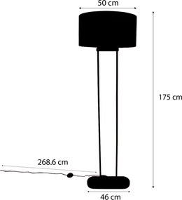 Lampa podłogowa czarna z czarnym owalnym abażurem 50 cm - Thijmen