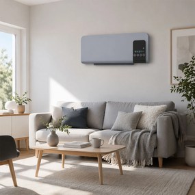 HOMCOM Elektryczne ogrzewanie, montaż na ścianie, funkcja oscylacji, 2 tryby, timer, wyświetlacz LED, szary | Aosom PL