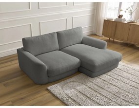 Ciemnoszary narożnik z materiału bouclé (prawostronny/z szezlongiem) Leonore – Bobochic Paris