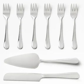 Widelczyki deserowe w biało-srebrnym kolorze ze stali nierdzewnej zestaw The Essentials Cake Tools – Printworks