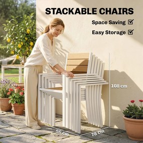 Outsunny Zestaw Mebli Ogrodowych 7-częściowy Stół z 6 Stapelowymi Krzesłami Drewnopodobne Aluminium Teak | Aosom PL