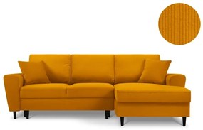 Pomarańczowy rozkładany sztruksowy narożnik Kooko Home Jazz, prawostronny