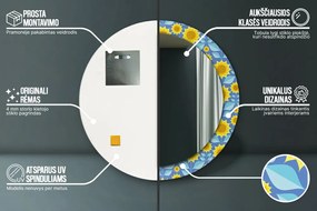 Geometryczne słoneczniki Lustro dekoracyjne okrągłe