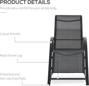 Outsunny Zestaw leżaków ogrodowych z stolikiem 2 sztuki Oddychająca tkanina Stabilna konstrukcja Czarny | Aosom PL