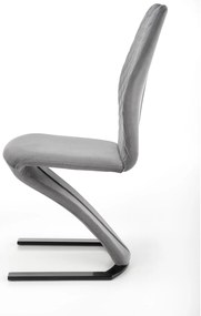 Krzesło tapicerowane szare welurowe, pikowane K442