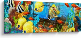 Obraz - Kolorowa rafa koralowa (z zegarem) (90x30 cm)
