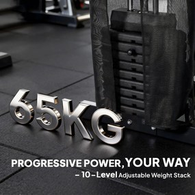 SPORTNOW Stacja siłowa z wyciągiem górnym, drążkiem butterfly, obciążeniem 65 kg, linką — do 120 kg | Aosom PL