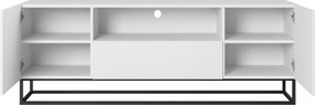 Szafka RTV Asha 167 cm z szufladą i metalowym stelażem - biały mat