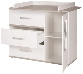 Biała niska komoda dziecięca w dekorze wiązu z przewijakiem 117x102 cm Moritz – Roba