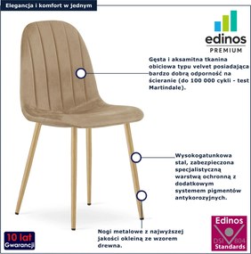 Brązowe welurowe krzesło metalowe N8-N82