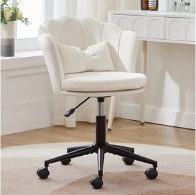 Fotel obrotowy z regulacją wysokości - Oparcie w kształcie płatka - 55 x 42 x 73-83 cm - Aksamit - Beżowy