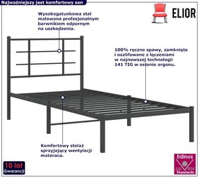 Czarne metalowe łóżko małżeńskie 100x200 cm - Laxo
