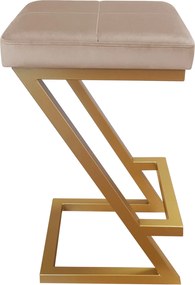 Hoker ZETA krzesło barowe tkanina Welur podstawa metalowa LOFT : Kolor Stelaża - Złoty, Kolor tkaniny - VELVET - MG06